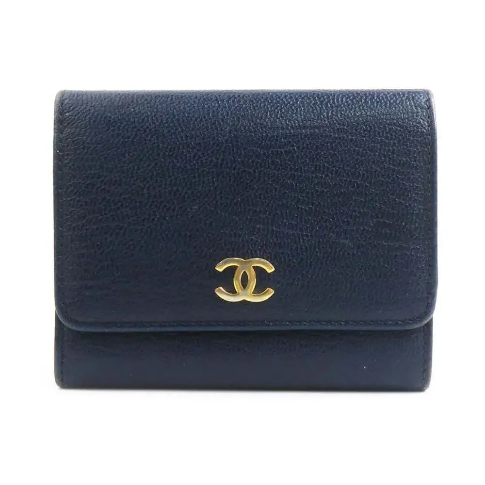 CHANEL Authentic Blue Leather Wallet